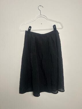 Gianni Bini Black Lattice Grid A-Line Skirt Knee Length Size 4